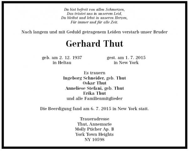 Thut Gerhard 1937-2015 Todesanzeige